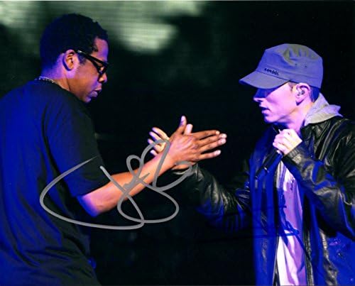 Eminem & Jay Z İmzalı Rap 8x10 Fotoğraf, Slim Shady, Marshall Mathers, Beyonce, Kara Albüm, Roc-a-Fella, Def Jam,