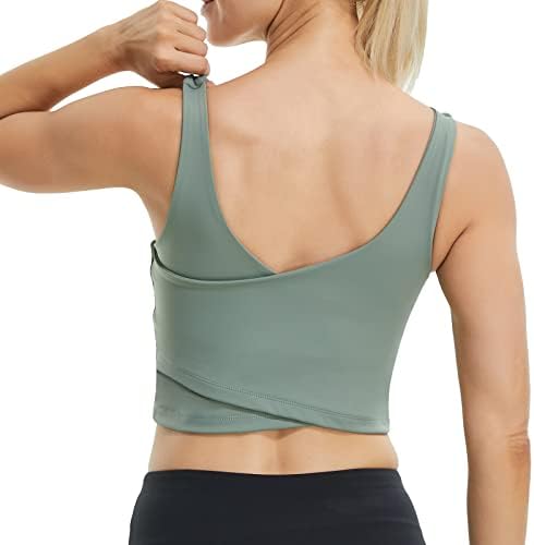 JOJOANS Longline Spor Sütyen Kadınlar için-Wirefree Yastıklı Yoga Sutyen Desteği Yoga Kırpma Tankı Üstleri Fitness