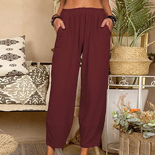 FİRERO kadın yazlık pantolonlar Rahat Düz Renk Elastik Bel Dikiş Şantuk Pamuk Düz Geniş Bacak cepli pantolon