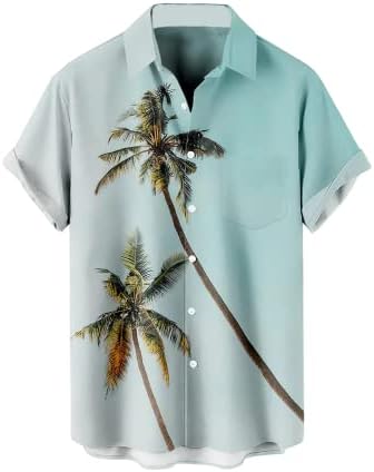 Romever Yaz Baskılı Hawaii Gömlek Erkekler için, Kısa Kollu Tatil Düğme Aşağı Gömlek