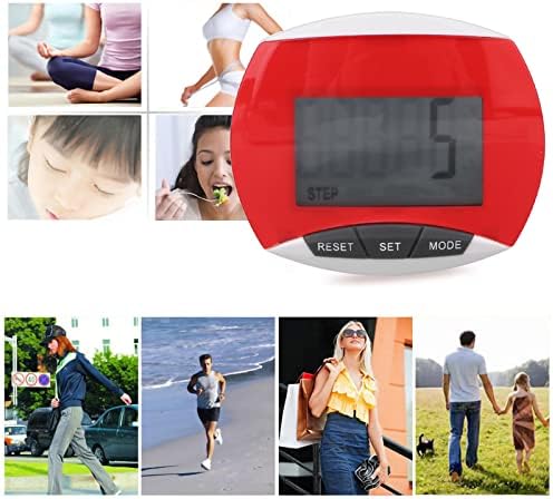 Pedometre Spor Yürüyüş Egzersiz Taşınabilir Mini Pedometre Büyük Ekran Koşu Pedometre ile Klip Kalori Sayacı (Kırmızı)