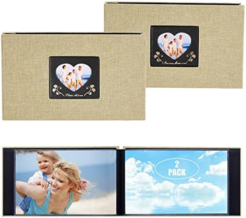 Kumaş Çerçeve Kapak Fotoğraf Albümü 4x6 60 Cepler Fotoğraflar 2 Paketi, ekstra Büyük Kapasiteli Aile Düğün Resim Albümleri