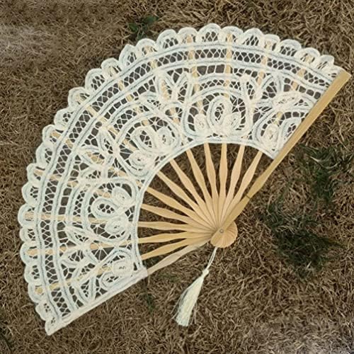 Abaodam Düğün hayranları dantel yelpaze Beyaz Fanlar: 2 adet Vintage dantel Fan Retro yelpaze Beyaz Dantel Fan Gelin