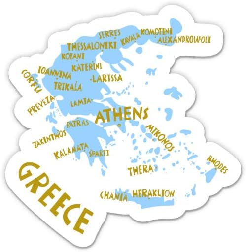 Yunanistan Haritası Coğrafya Seyahat-8 vinil yapışkan-Araba Laptop için İ-Pad-Su Geçirmez Çıkartma