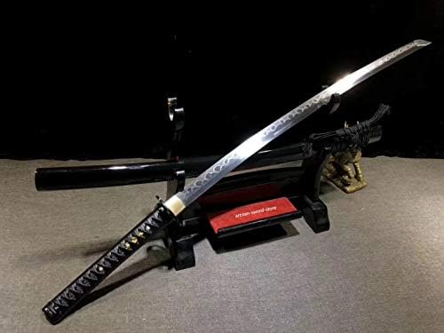 PJXC Yeni blackJapanese Samuray Kılıcı Katana T10 Kil Temperli El Dövme Bıçak Keskin