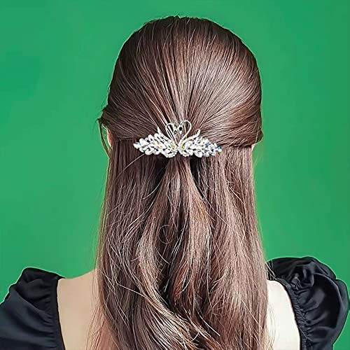Kadınlar bayanlar için 4 adet saç tokası, Kuğu tasarım kristal Rhinestones Fransız tokalarım Bahar saç tokalarım klip,