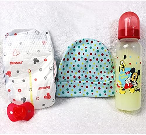 Yeniden doğmuş Bebek Bebek Mickey Mouse Şişe Mühürlü Meme Bezi Modifiye Macun Emzik Şapka Prop Seti