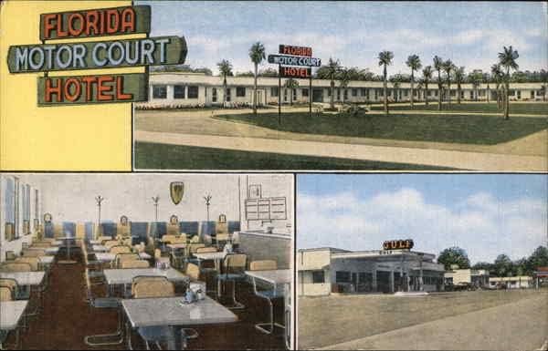 Florida Motor Court Hotel Tallahassee FL Orijinal Antika Kartpostal