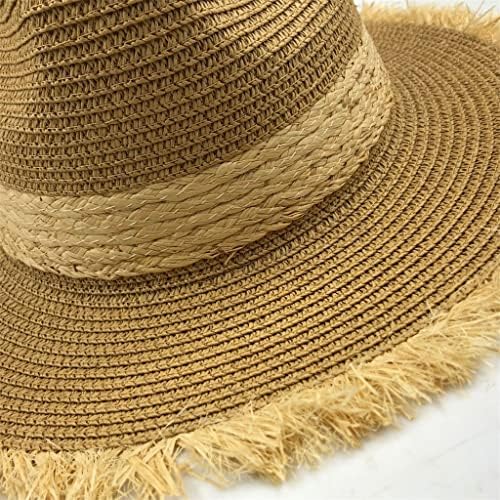 Satın almak Yaz Rahat Rafya güneş şapkaları Kadınlar için Moda Caz Hasır şapka Erkekler için Plaj Güneş Hasır Panama