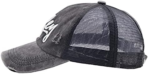 MANMESH HATT İşlemeli Wifey At Kuyruğu Şapka Vintage Yıkanmış Ayarlanabilir Denim beyzbol şapkası Kadınlar için