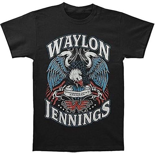 Waylon Jennings erkek Yalnız Slim fit tişört Siyah