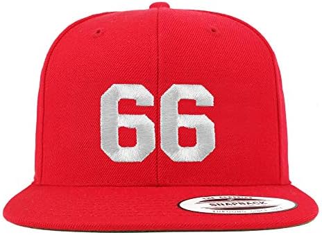 Trendy Giyim Mağazası Numarası 66 Beyaz İplik İşlemeli Düz Fatura Snapback Beyzbol Şapkası