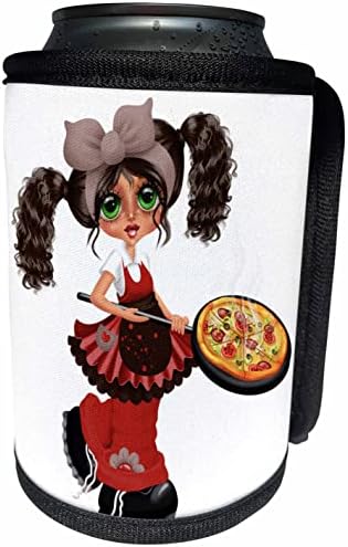 Pizza İllüstrasyonlu 3dRose Sevimli italyan Kız-Şişe Sargısını Soğutabilir (cc_354924_1)