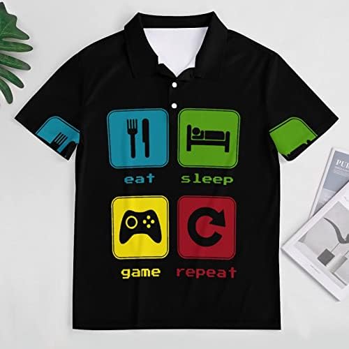 Yiyin Uyku Oyunu Tekrar erkek POLO GÖMLEK Kısa Kollu Çift Uçlu Yaka günlük t-Shirt Tee Tops
