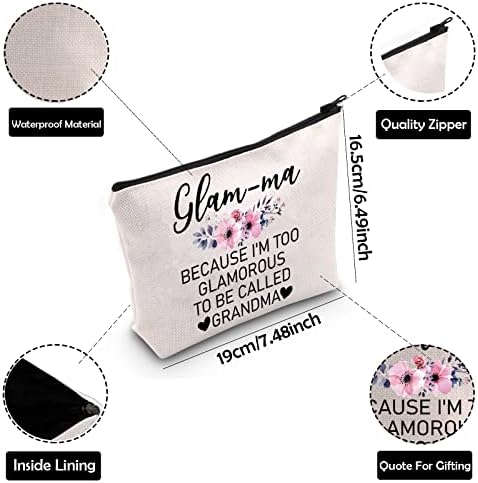 ZJXHPO Glam-ma Kozmetik Çantası Hediye Glam-ma Çözünürlüklü Makyaj fermuarlı çanta En İyi Büyükanne Hiç Hediye Yeni