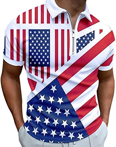 MIASHUI Kısa Kollu Gevşek erkek Amerikan Bayrağı Vatansever Gömlek Erkekler ıçin 4 Temmuz Kas Turn Down Yaka Pamuk