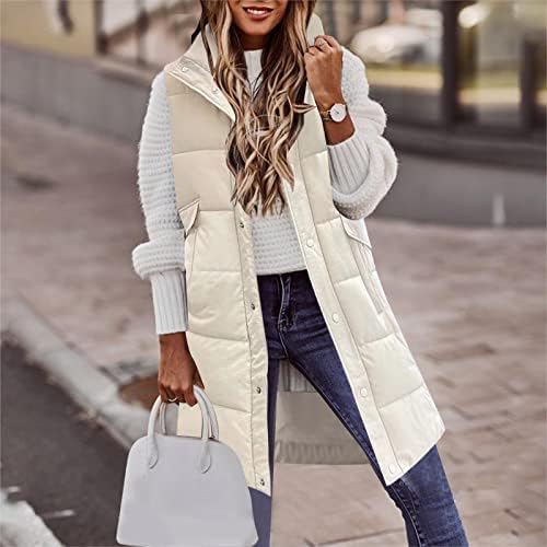 HAHİİ kadın Uzun Kirpi Yelek Bayan Gevşek Cep Kış Orta Uzun Ceket pamuklu ceket Ceket Sıcak Yelek Ceket Kaputsuz