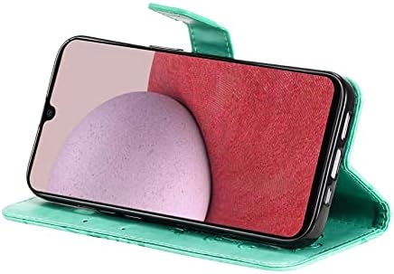 QİVSTAR ile Uyumlu Galaxy A14 5G Kılıf Kabartma Tasarım telefon Kılıfı ile Kredi kartı tutucu Yuvası PU deri cüzdan