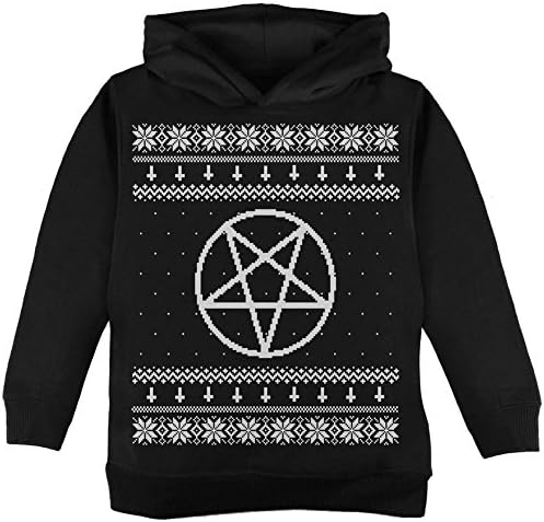 Eski Zafer Beyaz Şeytani Pentagram Çirkin Noel kazağı Siyah Yürümeye Başlayan Hoodie