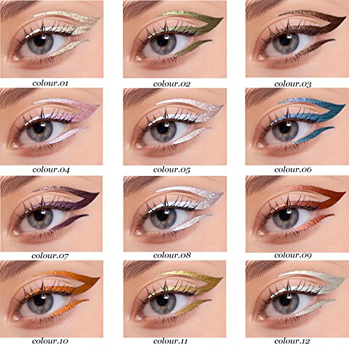 ZUK Sıvı Eyeliner, Glitter Eyeliner, Çabuk Kuruyan, Zengin Pigment, Renkli Eyeliner, Su Geçirmez ve Bulaşmaya Dayanıklı,
