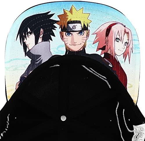 Bıoworld Naruto Anime Karikatür Taç ve Omni Köy Sembolü Logoları Siyah Gömme Şapka Erkekler için