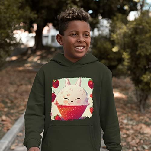 Renkli Çocuk Sünger Polar Kapüşonlu Sweatshirt-Çilek Çocuk Kapüşonlu Sweatshirt-Çocuklar için Grafik Kapüşonlu Sweatshirt