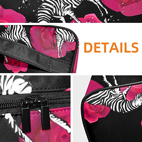 Zebra Hayvan Çiçek Desen Büyük Kozmetik Çantası Seyahat Makyaj Organizatör Vaka Tutucu Kadınlar Kızlar için