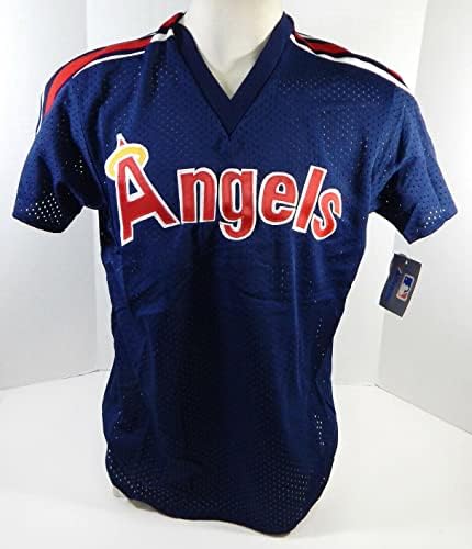1983-90 California Angels Boş Oyun Yayınlandı Mavi Forma Vuruş Uygulaması XL 682-Oyun Kullanılmış MLB Formaları