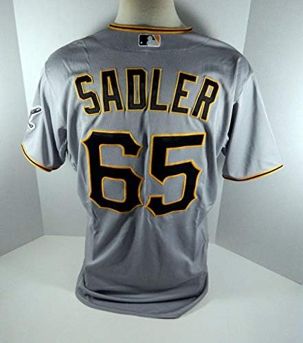 2015 Pittsburgh Pirates Casey Sadler 65 Oyun Gri Forma PİTT33193 Yayınladı - Oyun Kullanılmış MLB Formaları