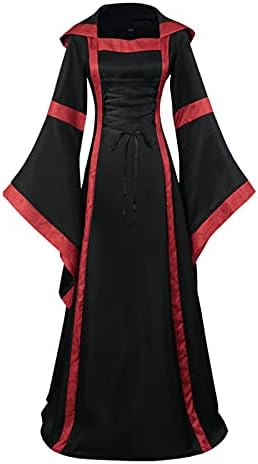 Ruziyoog Ortaçağ Maxi Elbise Kadınlar için Cadılar Bayramı Çan Kollu Rönesans Cosplay Elbiseler Victoria Balo Gotik