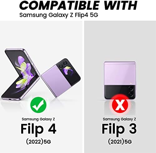 Galaxy Z Flip 4 Kılıf ile [Kart Yuvası ] [Menteşe Koruması ] Samsung Galaxy Z Flip 4 5G Kılıf ile kart tutucu Sert