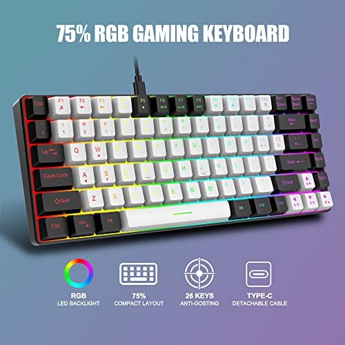 RedThunder K84 Kablolu Oyun Klavyesi, 75 % Ultra-Kompakt TKL Mekanik Hissediyorum Mini Klavye ile RGB LED aydınlatma