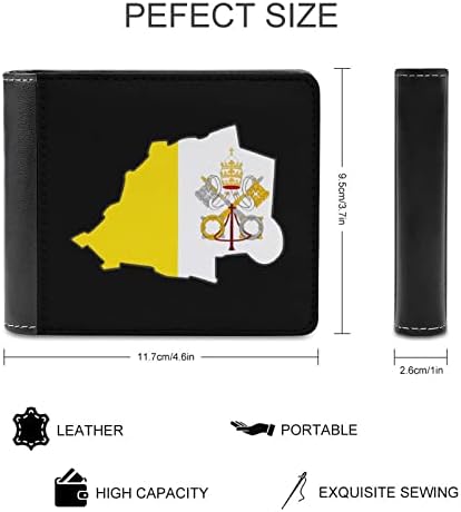 Vatikan Şehir Bayrağı Haritası Unisex Cüzdan PU Deri Bifold Çanta Sevimli Nakit Kredi kart tutucu