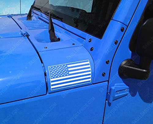 Kafatası Baba Grafik Kukuletası Hood Bayrak çıkartma Çifti (x2) fit Jeep Wrangler JK JKU 2007-2018 ... (beyaz)