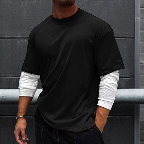 XXBR Erkek Patchwork Uzun Kollu T-Shirt Sonbahar Hipster Crewneck Sokak Rahat Tee Üstleri Atletik Spor Kas T Shirt