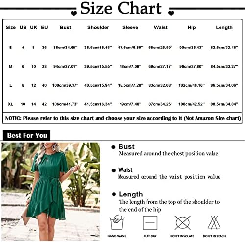 Fragarn Tulum Kadınlar için Artı Boyutu, Moda kadın kemeri Fırfır Kollu Katı A-Line Fırfır Elbise Rahat Kısa Elbise