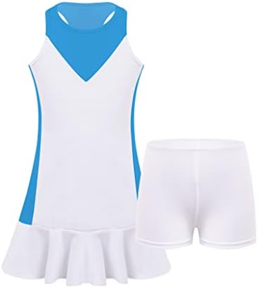 Loodgao Çocuk Kız Fırfır Tenis Golf Elbise egzersiz kıyafetleri Kolsuz Racerback Spor Patenci Elbise Şort