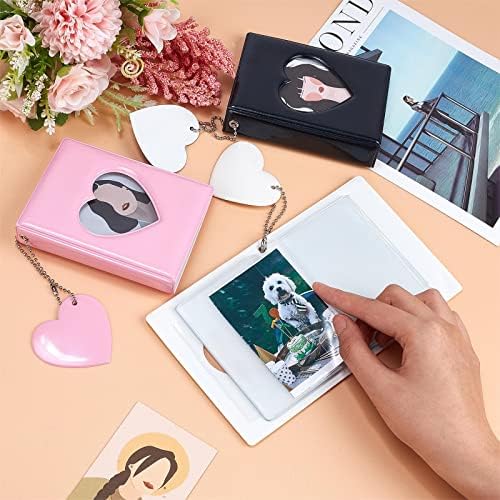 CRASPİRE 3 inç Mini Fotoğraf Albümü 3 Renk Kalp İçi Boş Kart Bağlayıcı Fotoğraflı Kart Tutucu Kitap Fotoğraflı Kart