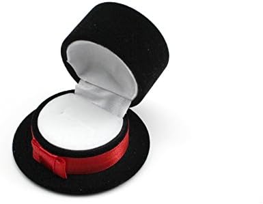 Mallofusa Hasır Şapka Kadife Yüzük Mücevher Kutusu Küpe Kulak Damızlık Durumda Hediye Konteyner (Kırmızı)