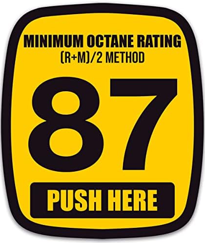 AV 87 Oktan Etiket, Minimum Oktan Değeri Benzinli Etiket (Yakıt Pompaları ve Benzin İstasyonları için Vinil Çıkartma