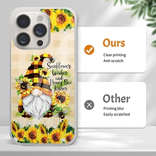 Sevimli Telefon Kılıfları Gnome Ayçiçeği Plaild Sarı Kapak Kadınlar Kızlar için Uygulanabilir iPhone 11 12 13 14 Pro