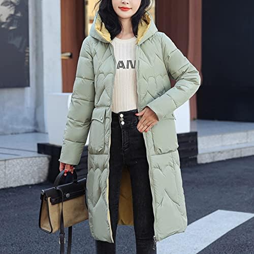 Kışlık ceketler Kadınlar için Rahat Düz Ceket Ceket Kapşonlu Cep Giyim Fermuarlı Cebi Uzun Kollu Uzun şişme ceket