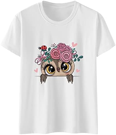 Grafik Tees Kadınlar için, 2022 Yaz Moda Üstleri Sevimli Hayvan Karikatür Baskı Tee Gömlek Kısa Kollu günlük t-Shirt