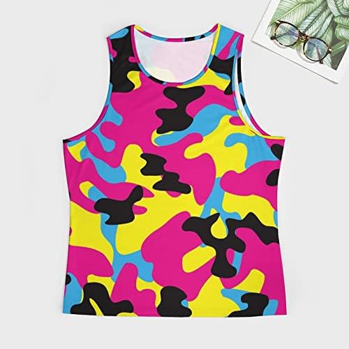 Pembe Camo Desen erkek Tank Top Kolsuz Vücut Geliştirme Kas Tee Egzersiz Spor T Shirt