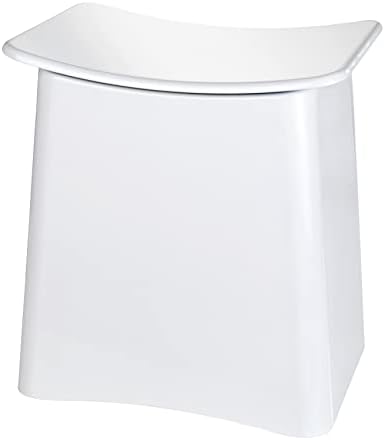 WENKO Banyo Kanadı Toplayıcı, Çıkarılabilir Çamaşır Torbalı Banyo Taburesi, 33 x 45 x 48 cm, Beyaz