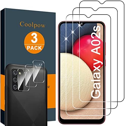Coolpow 【3 + 3 Paket】 Samsung A02s Ekran Koruyucu için Tasarlandı Samsung Galaxy A02s Ekran Koruyucu Temperli Cam