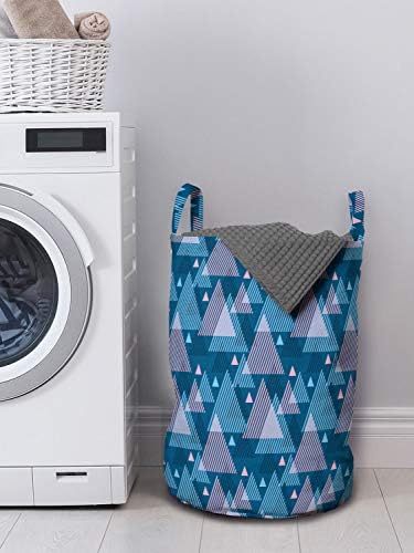 Ambesonne Modern Çamaşır Torbası, Geometrik Pastel Renkli Düzensiz Üçgenler Çizgili ve Minimal Tasarım, Kulplu Sepet