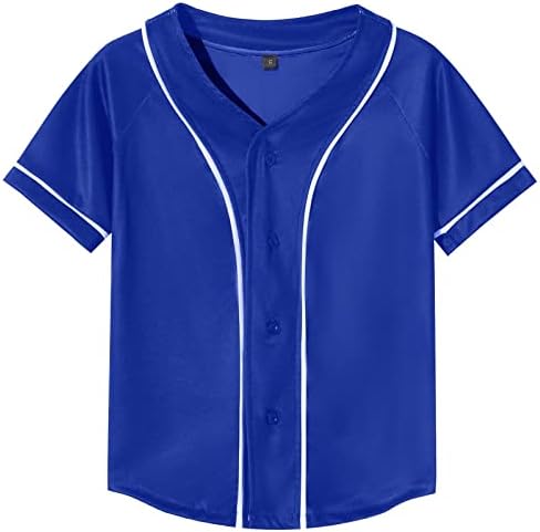 babyhealthy Çocuklar Beyzbol Düğme Aşağı Jersey Gömlek Çizgili Kısa Kollu Hipster Hip Hop T Shirt Erkek Kız