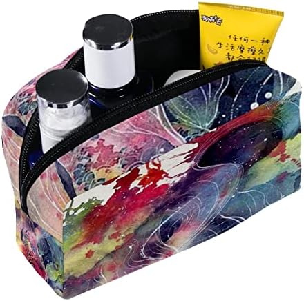 Asılı Seyahat makyaj çantası, Taşınabilir Makyaj Organizatör, Kozmetik Tutucu Fırça Seti, Koi Vintage Renkli Sanat