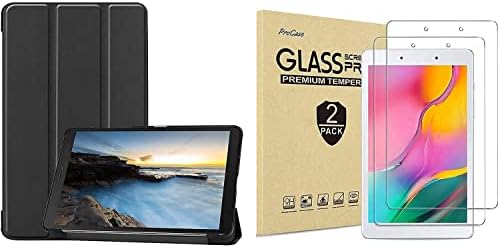 ProCase Galaxy Tab A 8.0 2019 T290 T295 Siyah İnce Sert Kılıf Paketi ile 2 Paket Temperli Cam Ekran Koruyucular